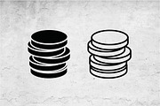 Coin Stack Icons Vector Black White, an Outline Icon by Artonix (Thumbnail 2 of 2)