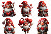 Whimsical Valentines Gnome Clipart, an Illustration by Black Bird Studio (Thumbnail 3 of 6)