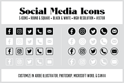 5 Customizable Social Media Icons, an Outline Icon by Em & Dash (Thumbnail 1 of 3)