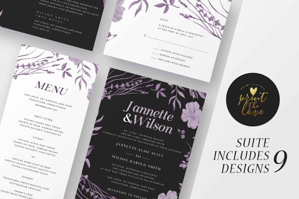 Wedding Invitation Suite - Jannette, an Invitation Template by Print The Love Boutique (Photo 3 of 6)