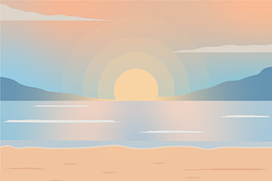 beach or island landscaped vector, a Decorative Illustration by zyxroun shop