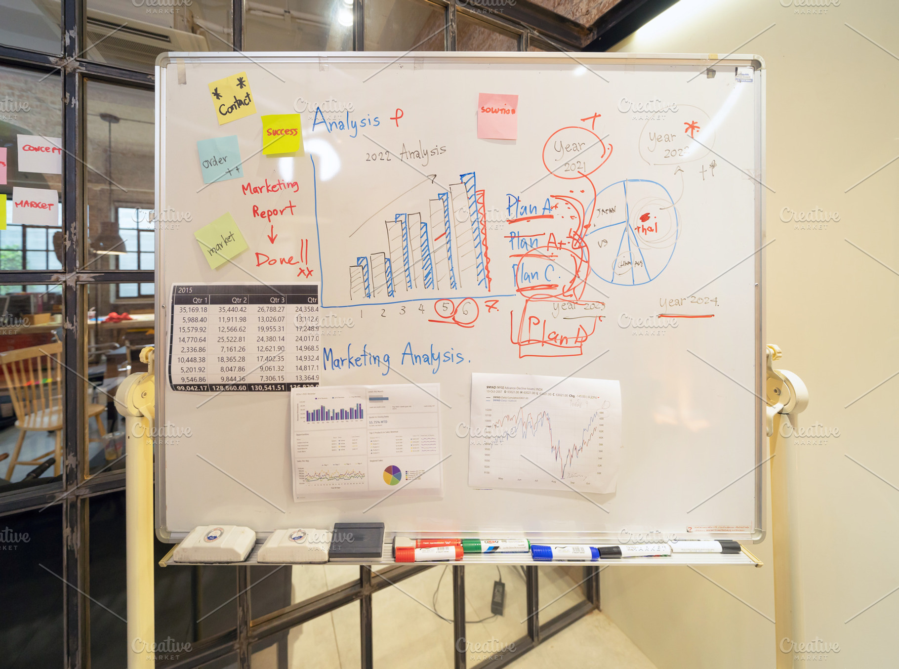Close up of business marketing strategies analysis plan with gra, a Background Photo by Tampatra