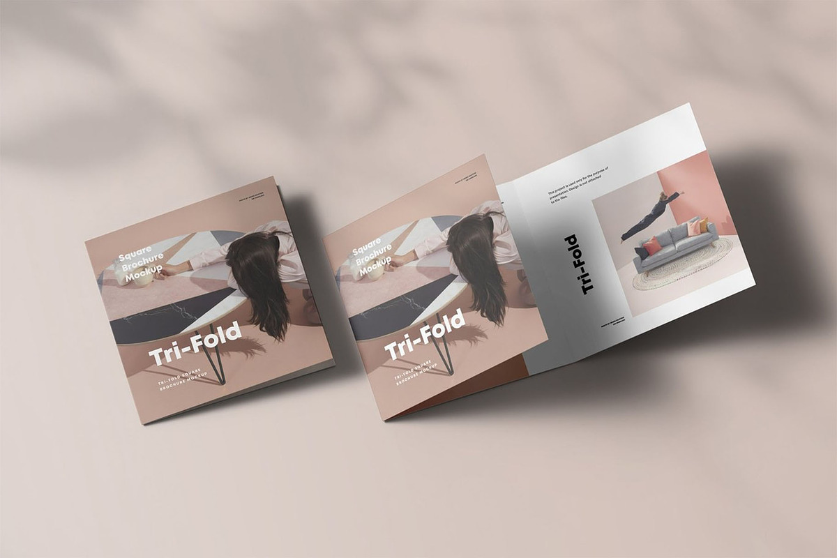 Tri-Fold Square Brochure Mock-up, an Advertising Mockup by Se٧enStudio (Photo 12 of 16)