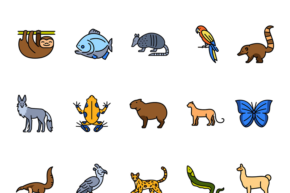 South american animals, an Outline Icon by Backwoods_studio
