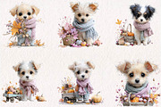 Cute Whimsical Watercolor Fall Dog, a Seasonal Illustration by CreationArt (Thumbnail 2 of 7)