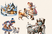 CZECH VINTAGE WINTER VILLAGE CLIPART, a Person Illustration by Daring Digies (Thumbnail 3 of 8)