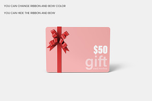 Gift Card With Ribbon Mockup