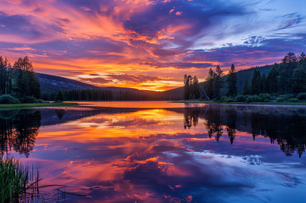 A sunset casting vibrant colors over, a Photo by Iftikhar Alam