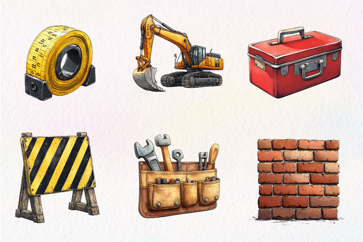 Watercolor Construction Clipart Bund, an Illustration by CreationArt (Photo 5 of 5)