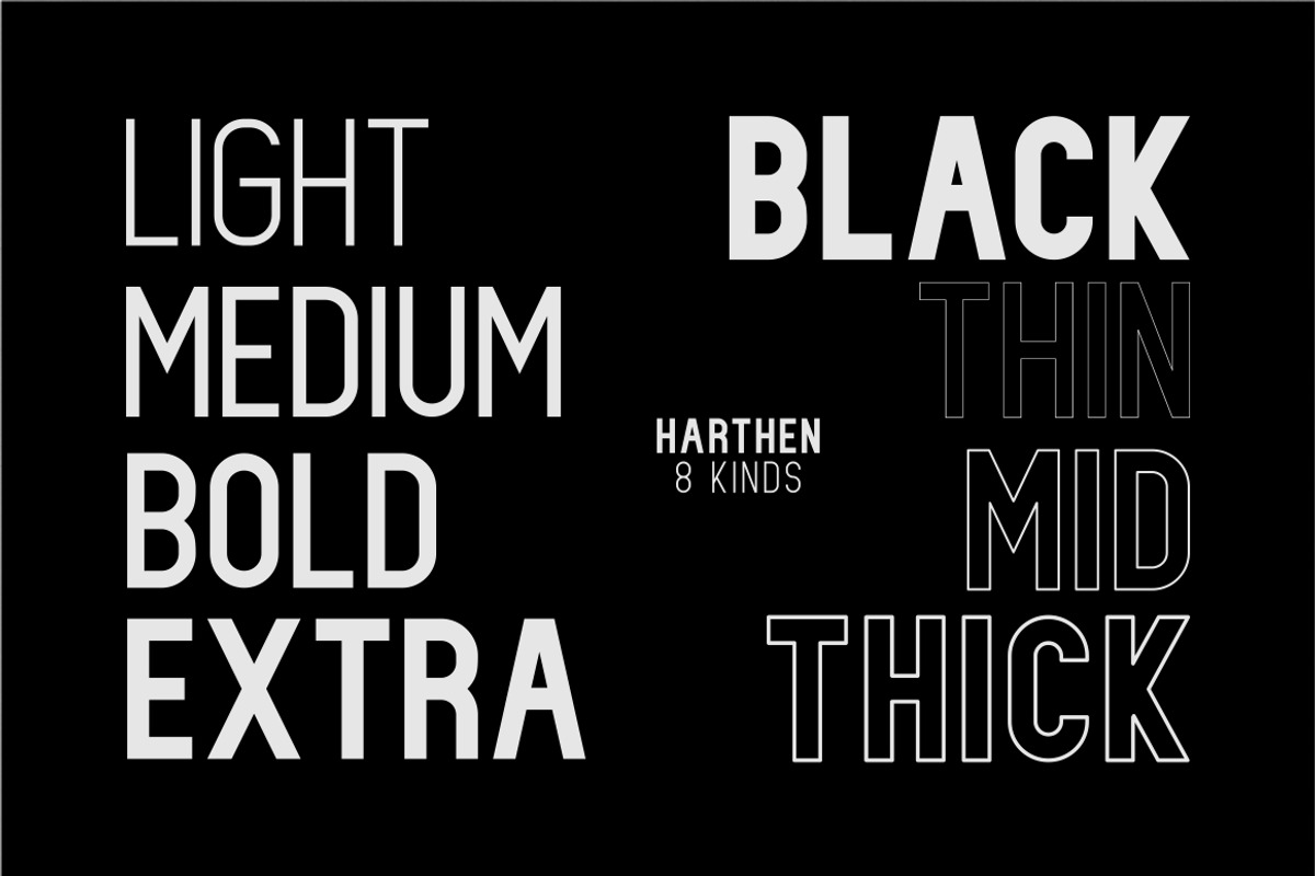 Harthen sans serif powerful family, a Sans Serif Font by suhadidesign (Photo 2 of 11)