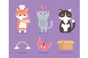 cartoon cute kitties, an Animal Illustration by studiogstock