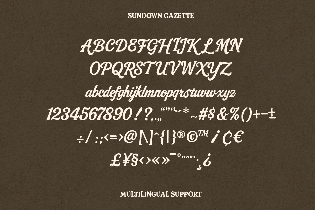 Sundown Gazette – Vintage Display, a Script Font by Creacy Studio (Photo 9 of 9)