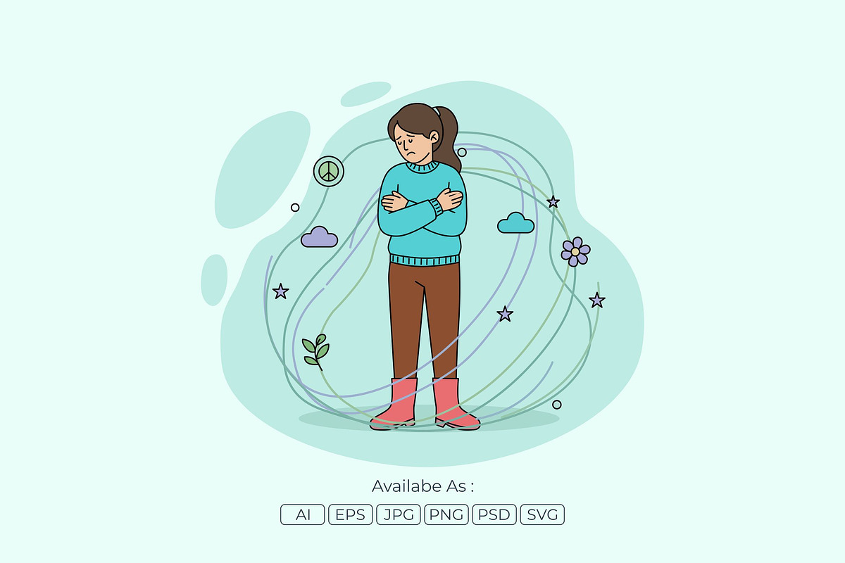 Anxious Woman with Crossed Arms, a Person Illustration by Partikusi Design (Photo 2 of 3)