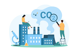 Air pollution carbon dioxide, an Illustration by Flashvector