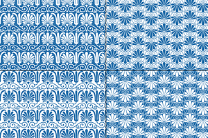 Blue White Greek Ornamental Patterns