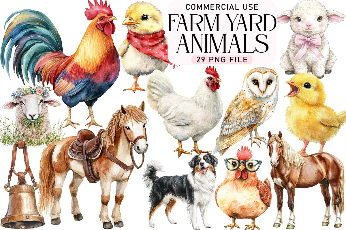 Farm Yard Animals, Clipart, an Illustration by Daily.Designs (Photo 1 of 5)
