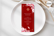 Asian Floral Wedding Menu - B3A, a Card Template by YeeqsWedding (Thumbnail 1 of 4)