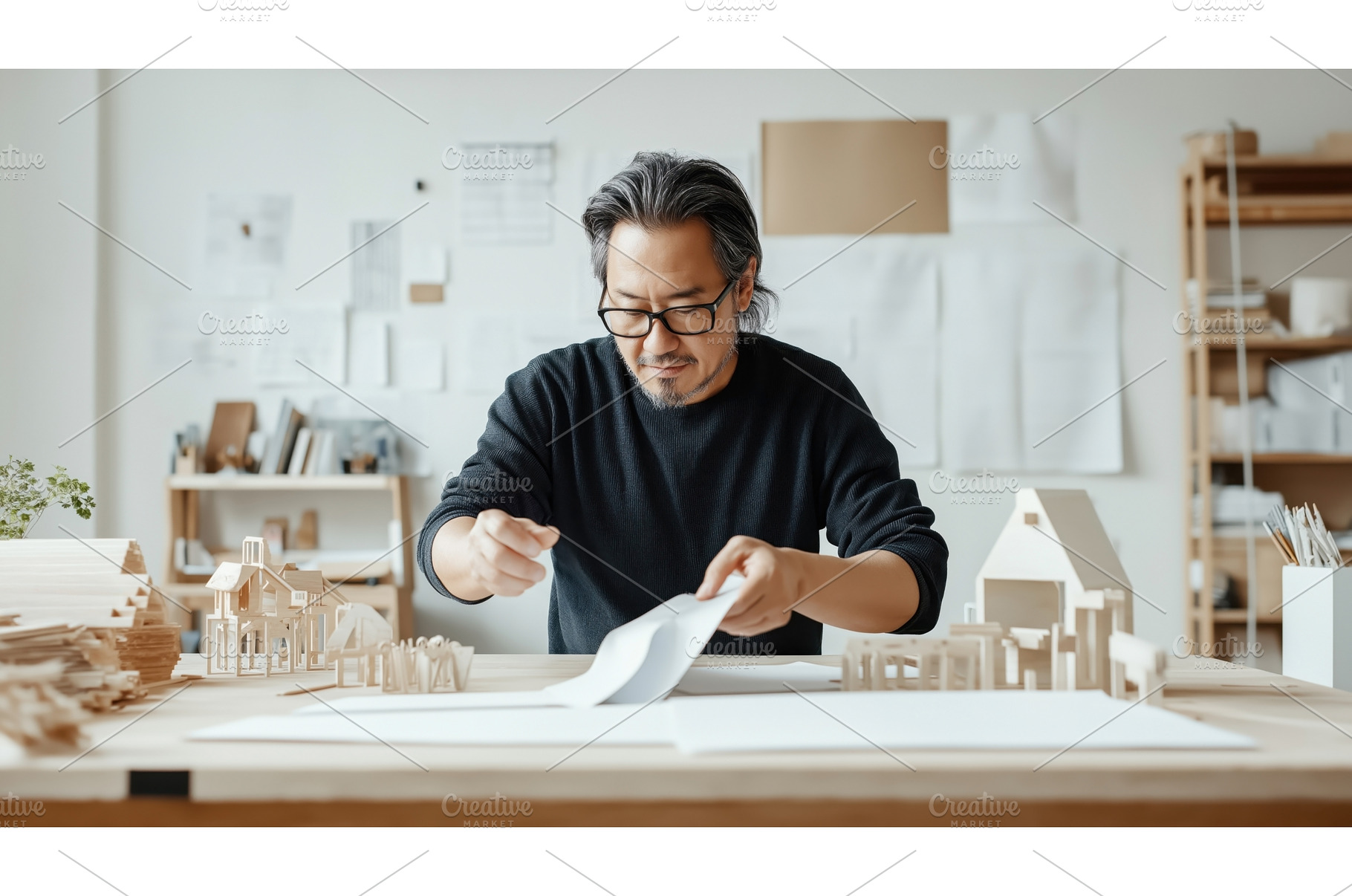 Asian architect working on, a Person Photo by Sergey Kotenev