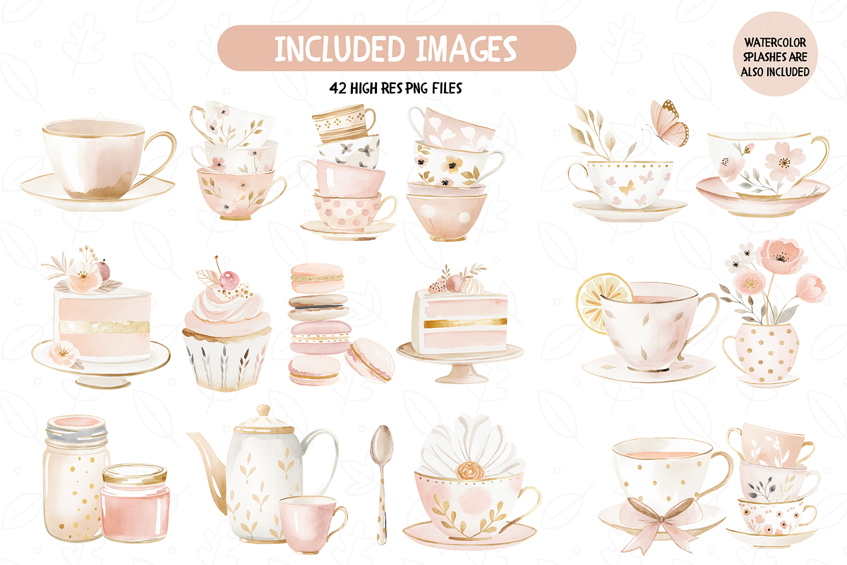 Tea Time Watercolor Clipart Bundle, an Illustration by TatiMockup (Photo 2 of 5)
