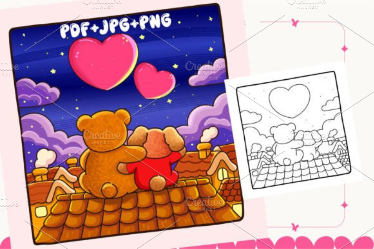 Cozy Love Moments Coloring Pages, an Animal Illustration by Ink Gallery (Photo 2 of 5)
