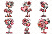 Whimsical Valentine Flamingo Clipart, an Illustration by Black Bird Studio (Thumbnail 5 of 6)