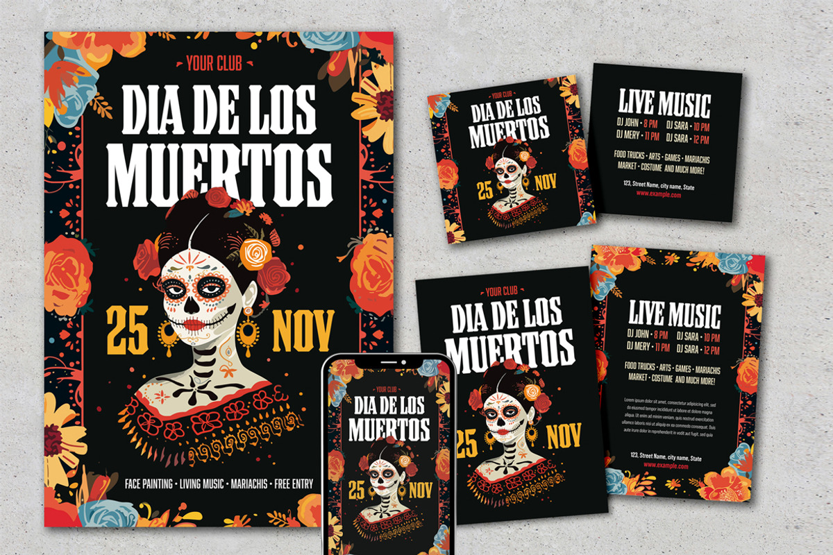 Dia Muertos Print & Social Media, a Print Template by McLittle Stock (Photo 3 of 6)