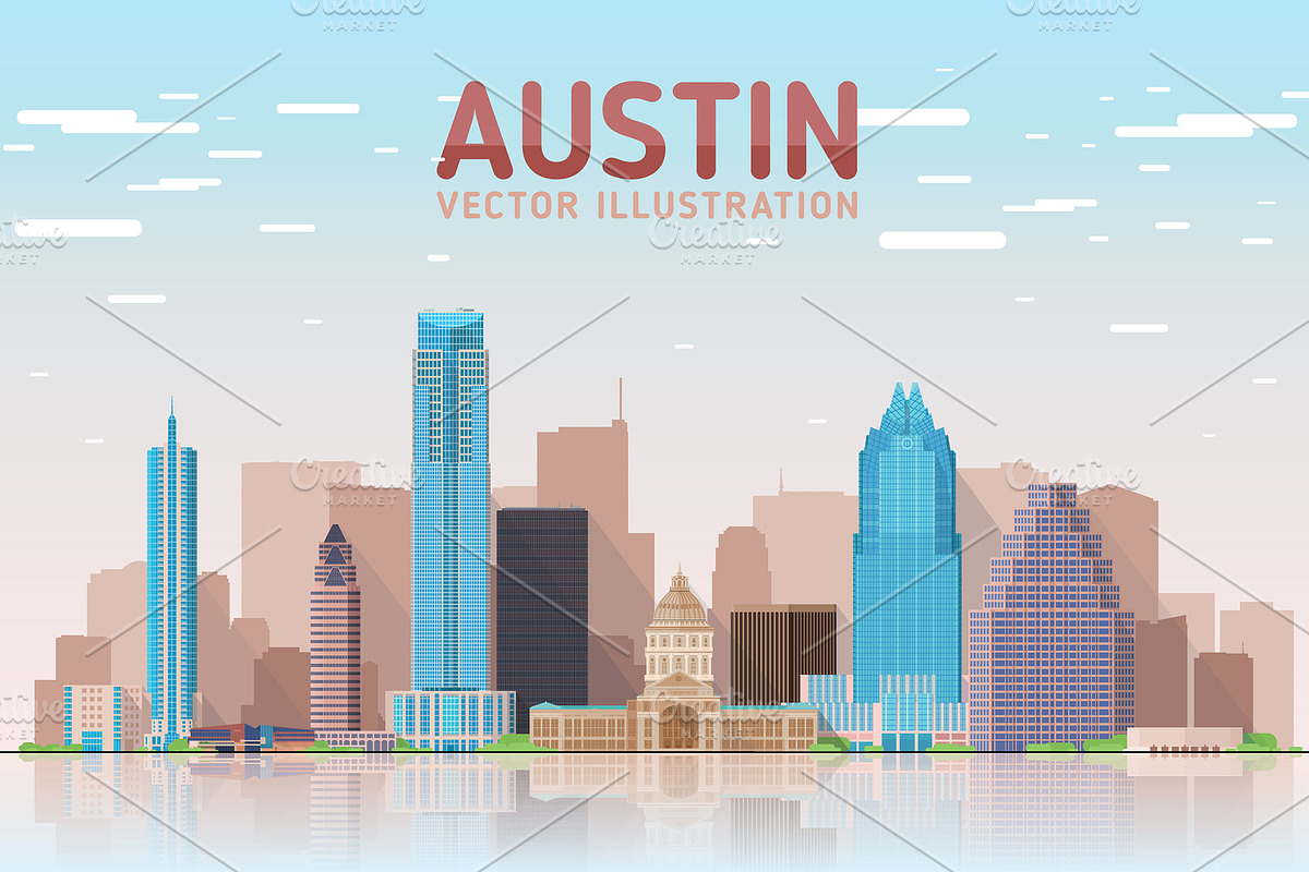 Austin Texas skyline illustration, an Illustration by Sky and glass (Photo 2 of 6)