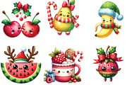 Christmas Kawaii Fruits Sublimation, an Illustration by CraftArtStudio (Thumbnail 3 of 6)