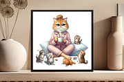 Funny Cat Mother's Day Clipart, an Animal Illustration by DreamCafeArt (Thumbnail 5 of 6)
