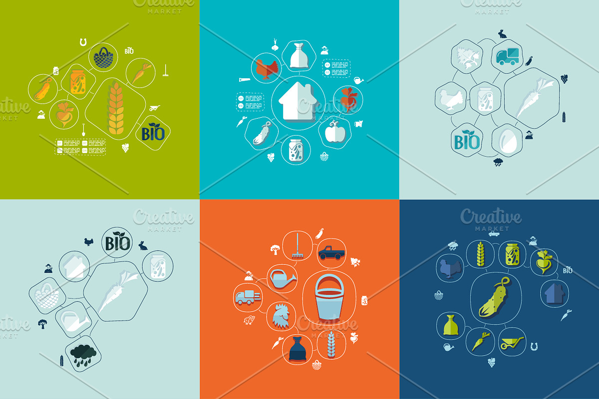 9 AGRICULTURE flat infographics, a Presentation Template by Palau (Photo 1 of 5)
