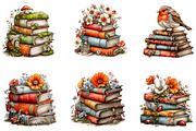 Whimsical Spring Books Stack Clipart, an Illustration by CreationArt (Thumbnail 2 of 7)