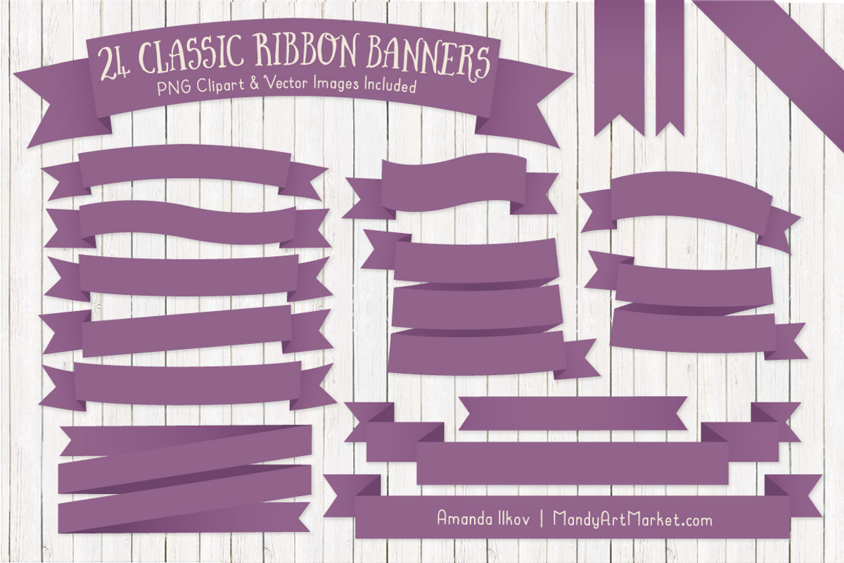 Amethyst Ribbon Banner Clipart, an Illustration by Amanda Ilkov (Photo 1 of 4)