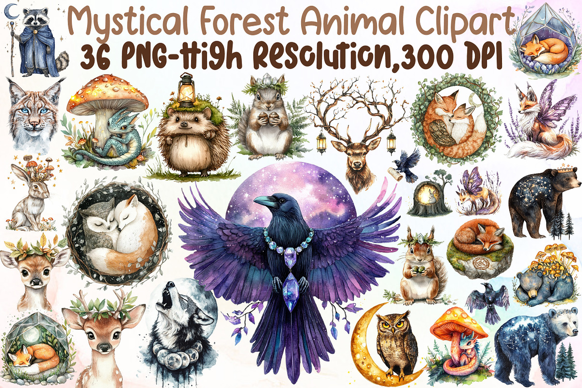 Mystical Forest Animal Clipart Set, an Illustration by Sublimation Artist (Photo 1 of 6)