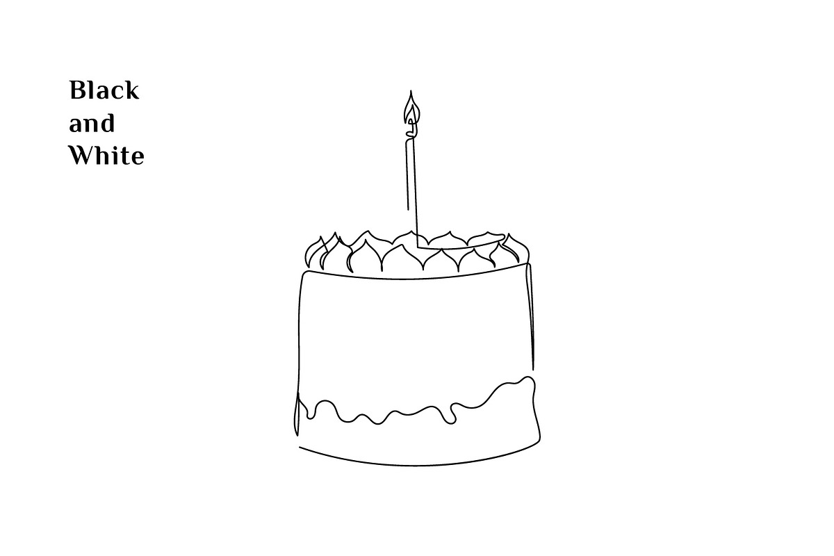 Line Art Cake Illustration, a Decorative Illustration by Brand_Hero (Photo 4 of 4)
