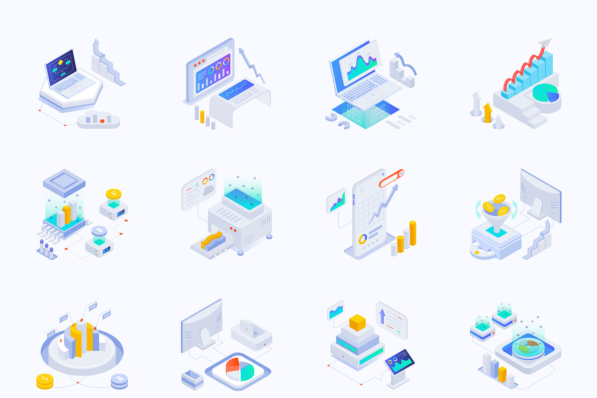 Data Analytics Isometric Icon Set, a Duotone Icon by Vectors Market (Photo 9 of 9)
