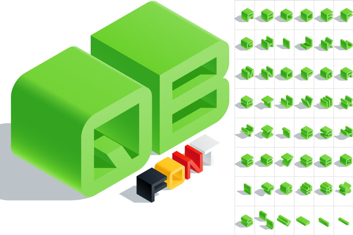Vector 3D isometric green letters preview 6