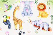 Watercolor Jungle Animal Clipart, an Animal Illustration by Watercolor Nastasia Art (Thumbnail 2 of 7)