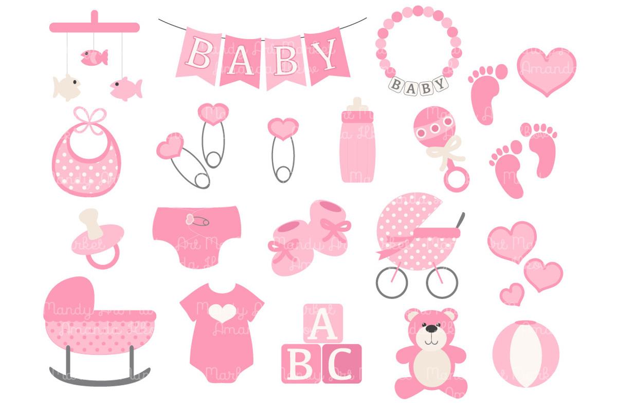Vector Baby Clipart in Pink, an Illustration by Amanda Ilkov (Photo 2 of 2)