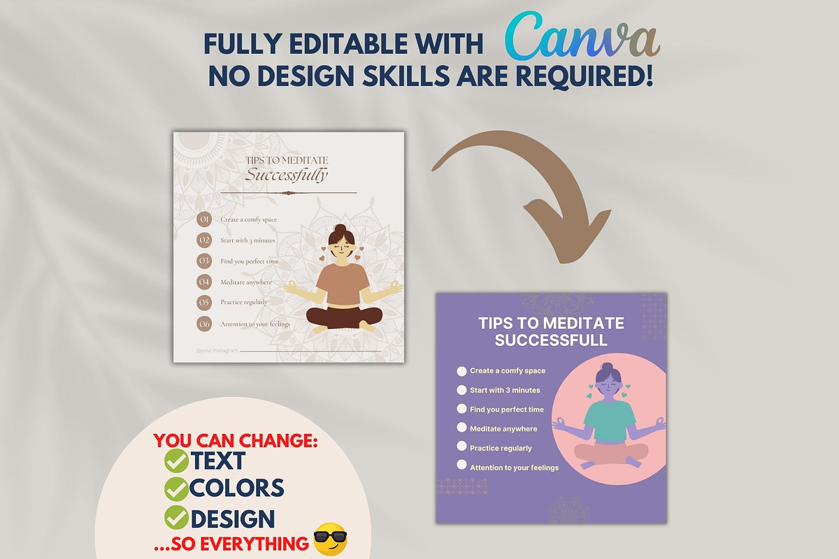 Meditation Canva Templates, a Social Media Template by Viral Content Design (Photo 11 of 15)