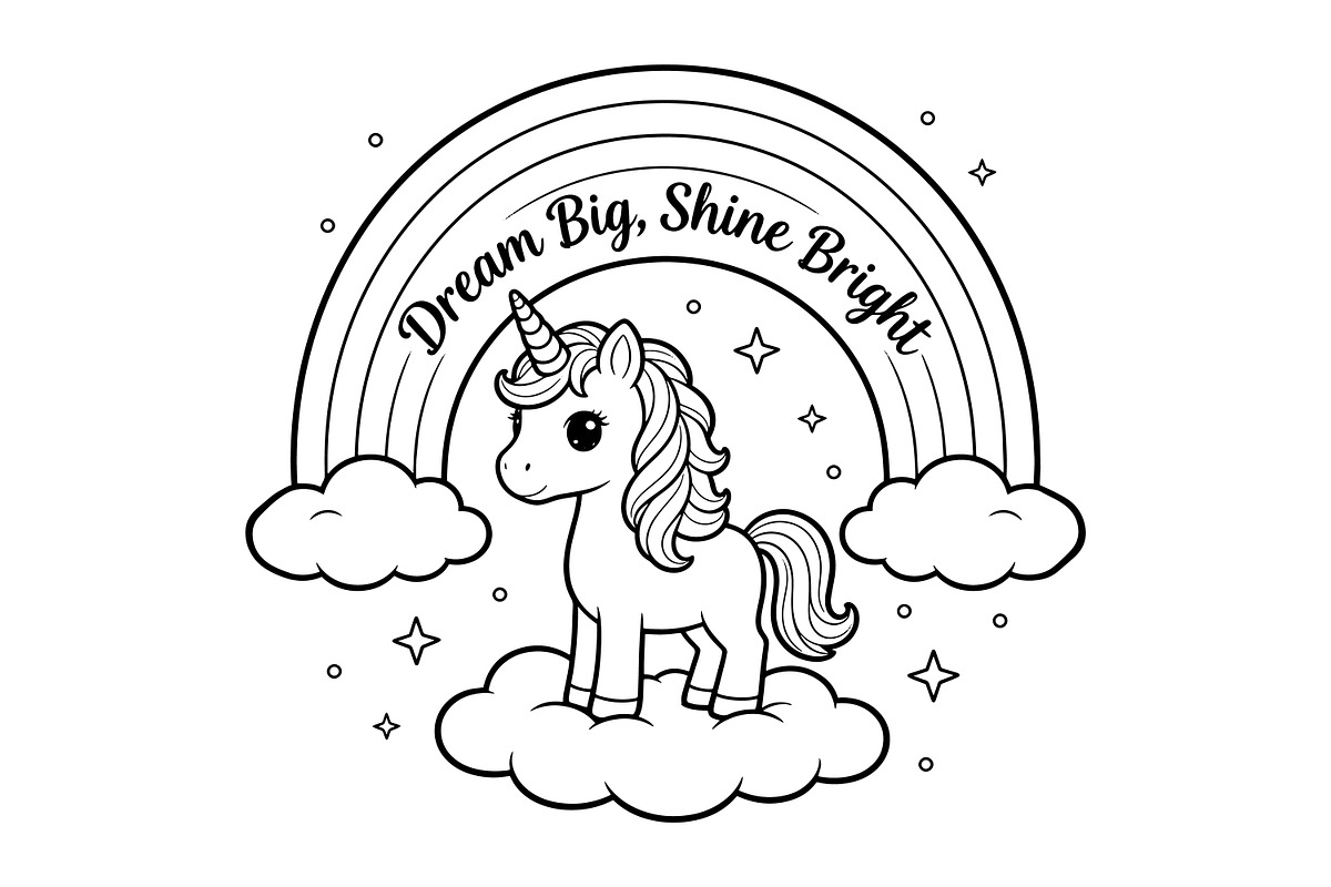 Unicorn Rainbow Coloring Book Set, an Animal Illustration by dx_vect (Photo 2 of 4)