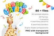 Baby Birthday watercolor clipart, a Seasonal Illustration by Eves_Aquadreams (Thumbnail 2 of 13)