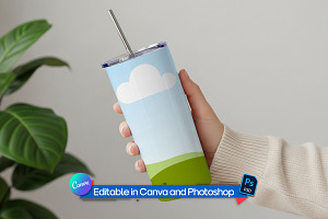 Home tumbler mockup PSD & CANVA, a Cups & Container Mockup by Rami's Mockups