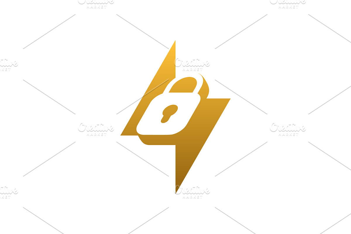 modern thunder padlock logo, a Branding & Logo Template by Rasagama Studio