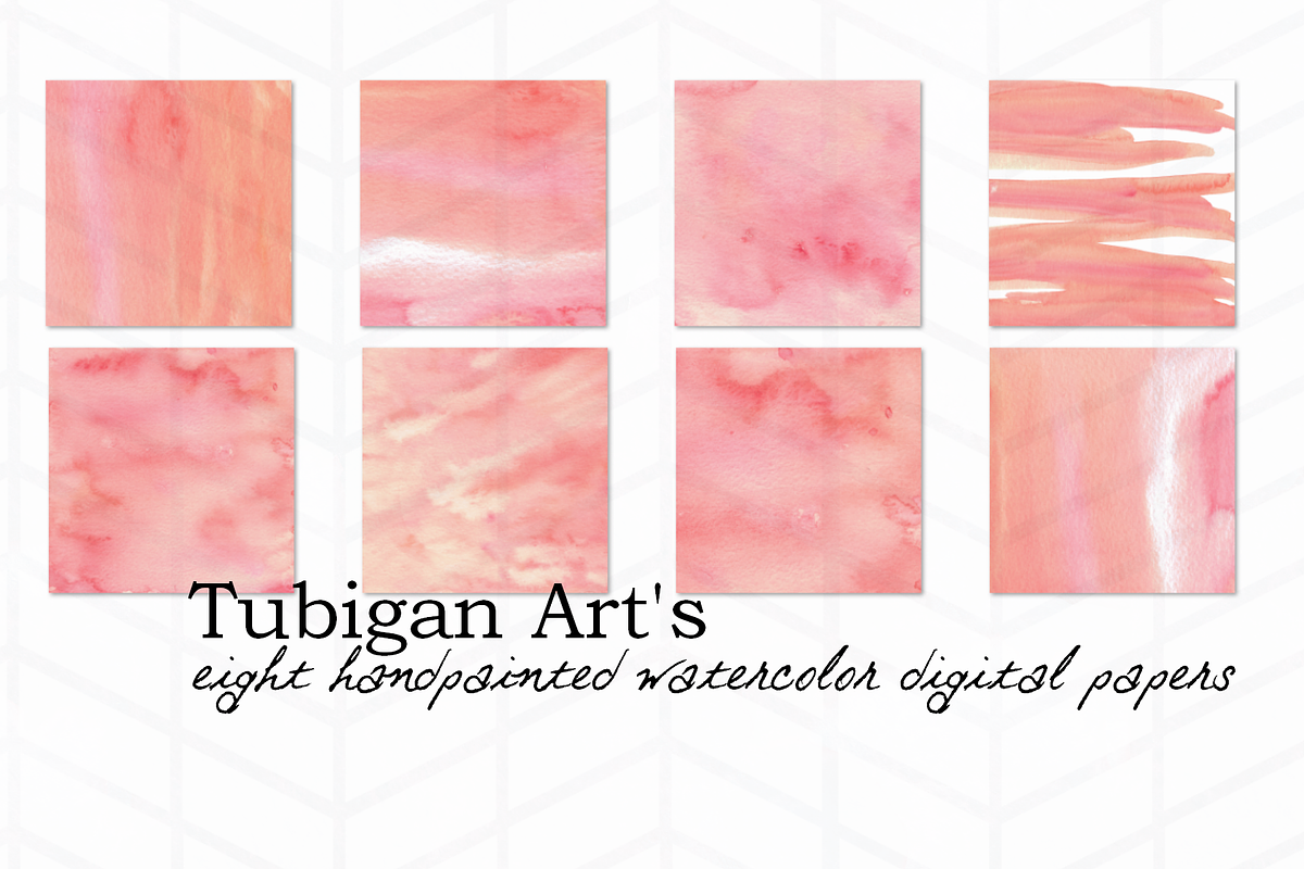 8 Rosy Watercolor Textures, a Texture Graphic by Tubigan Art (Photo 2 of 2)
