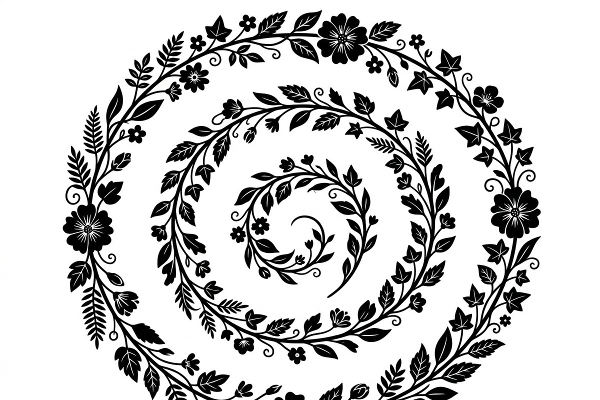 50 Elegant Floral Leaf Spiral Frame, a Decorative Illustration by Amazin_art (Photo 33 of 41)
