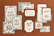 Blue Brown Wedding Invitation Set, an Invitation Template by graphicook (Thumbnail 1 of 3)
