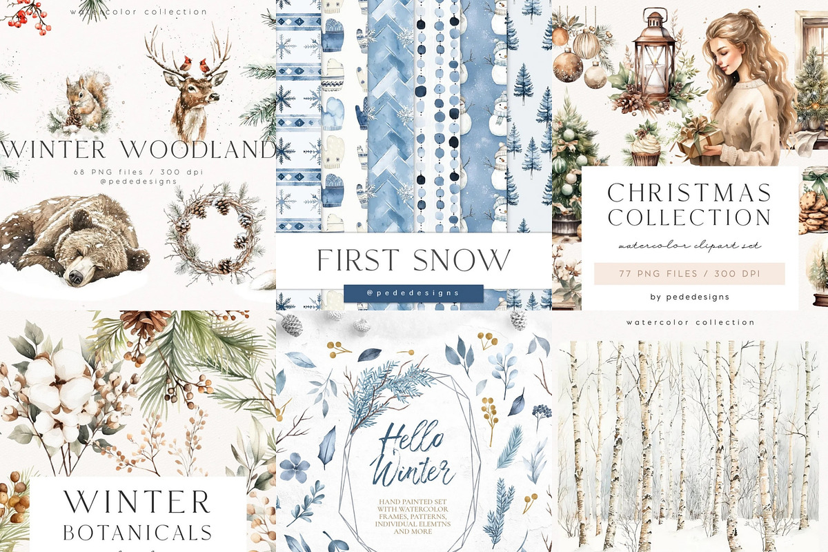 Winter & Christmas Mega Bundle 2000+, a Seasonal Illustration by PeDe Designs (Photo 2 of 18)