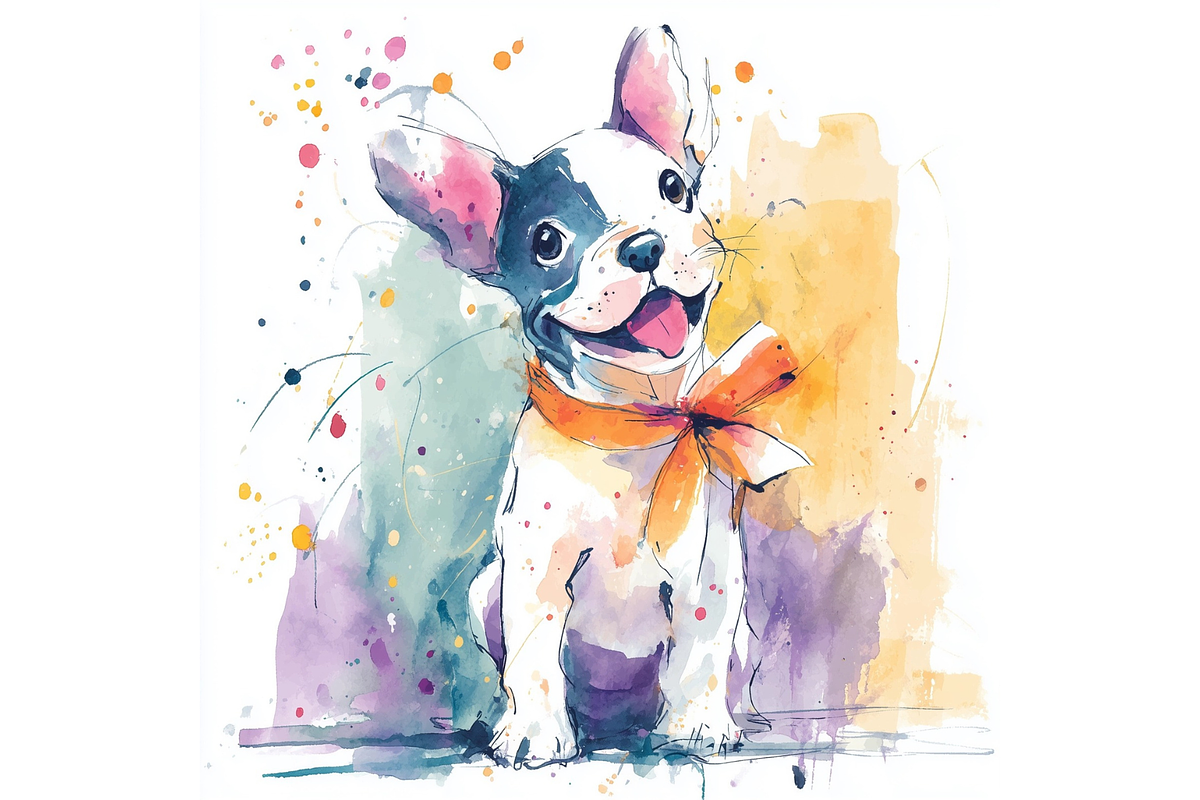 Prompt Watercolor Cute Dog Clipart, a Decorative Illustration by Creative design (Photo 7 of 7)