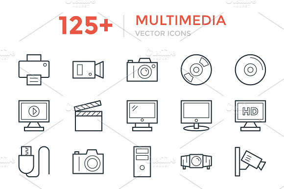 125 Multimedia Vector Icons