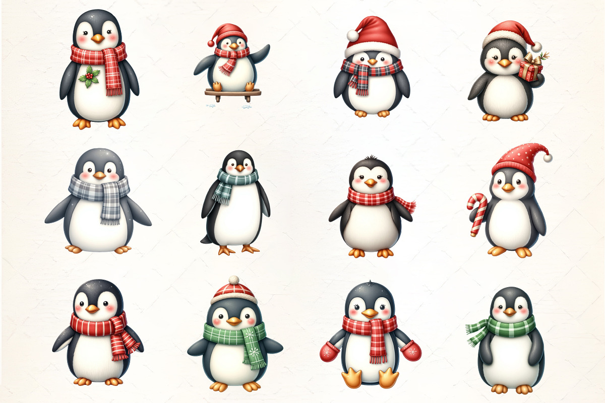 Christmas Penguin with Scarf Clipart, an Illustration by CrexoraLab (Photo 2 of 5)
